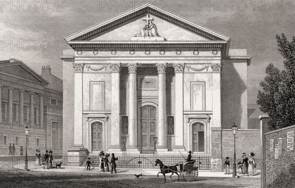 The original St Mary Moorfields, Blomfield Street, Finsbury Circus, London, illustration by Th. H.
