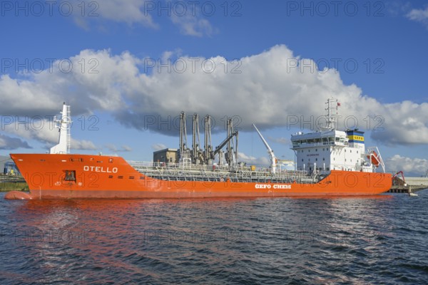 Chemical tanker Otello from Limassol Cyprus, seaport, Wismar, Mecklenburg-Western Pomerania,