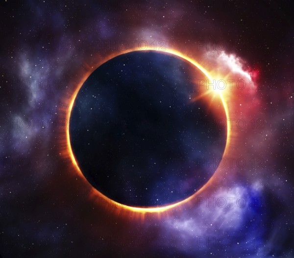 Total sun eclipse with stars illustration