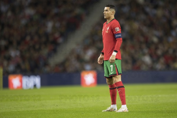 Football match, captain Cristiano RONALDO CR7 Portugal in front of the free kick with view to the
