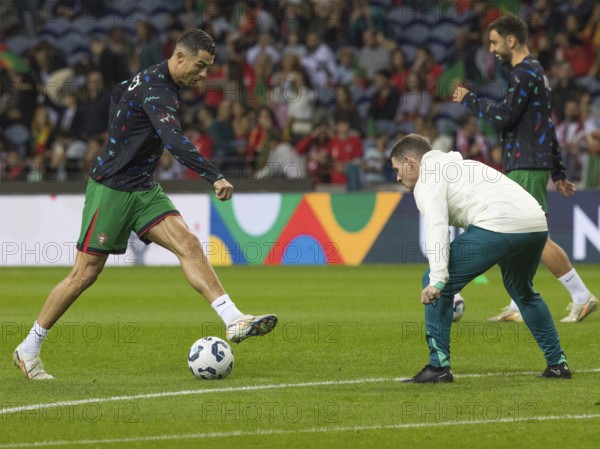 Football match, Cristiano RONALDO CR7 Portugal warming up in front of the game with a crossover and