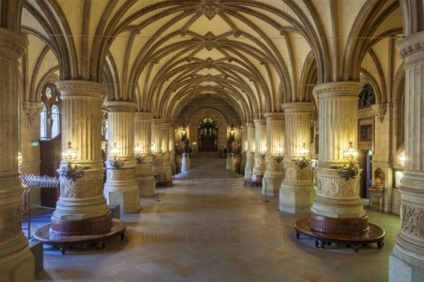 Columned Hall in Hamburg City Hall, Hamburg, Germany, Europe