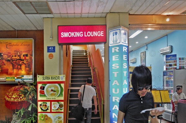 Entrance to the smoking lounge, airport, Denpasar, Bali, Indonesia, Asia