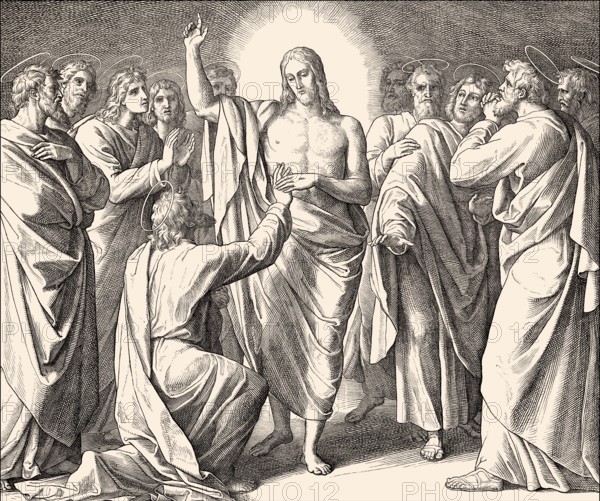 Doubting Thomas, New Testament, by Julius Schnorr von Carolsfeld, 1860