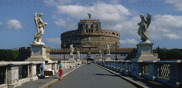 Angel's Bridge in front of Castel Sant'Angelo in Rome, Italy, Europe