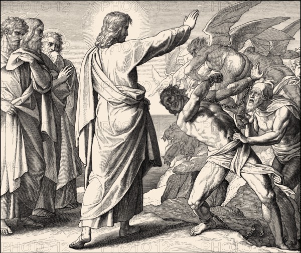 The exorcism of the Gerasene demoniac, New Testament, by Julius Schnorr von Carolsfeld, 1860