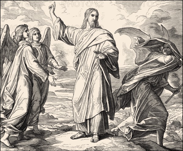 The temptation of Christ, New Testament, by Julius Schnorr von Carolsfeld, 1860