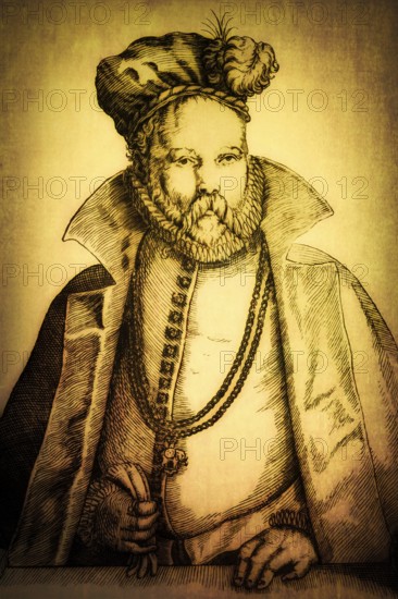 Tycho Brahe, 1546 – 1601, Danish astronomer and writer, digitally altered