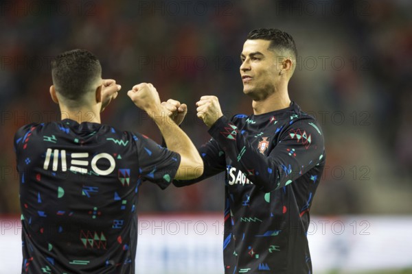Football match, Cristiano RONALDO CR7 Portugal right, warming up in front of the match with