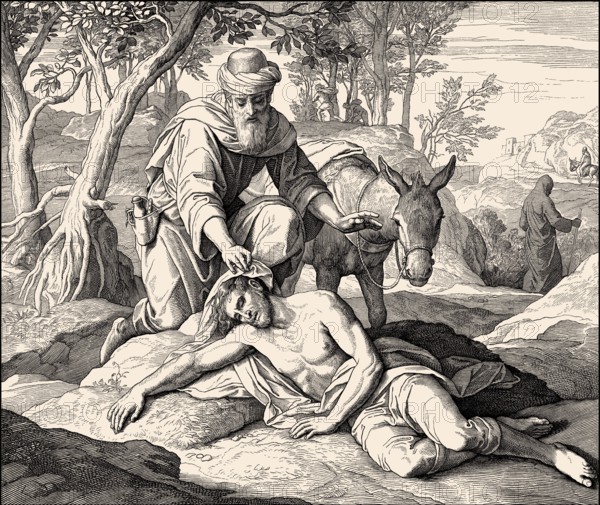Parable of the Good Samaritan, New Testament, by Julius Schnorr von Carolsfeld, 1860