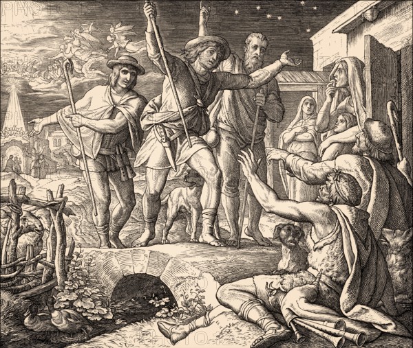 Shepherds spreading the good news, birth of the messiah, by Julius Schnorr von Carolsfeld