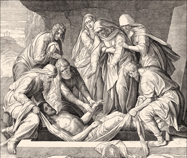 The Burial of Jesus, New Testament, by Julius Schnorr von Carolsfeld, 1860