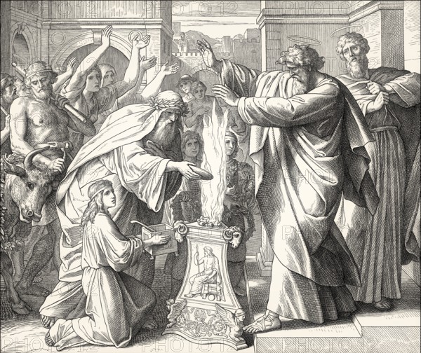 Paul and Barnabas in Lystra, New Testament, by Julius Schnorr von Carolsfeld, 1860