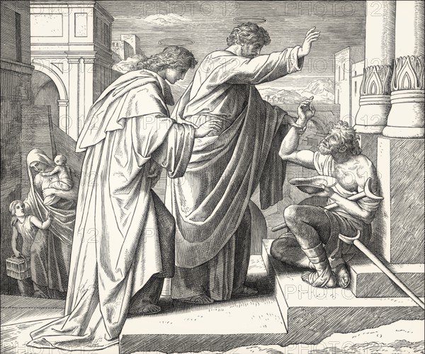 St. Peter Healing the Crippled Beggar, New Testament, by Julius Schnorr von Carolsfeld, 1860