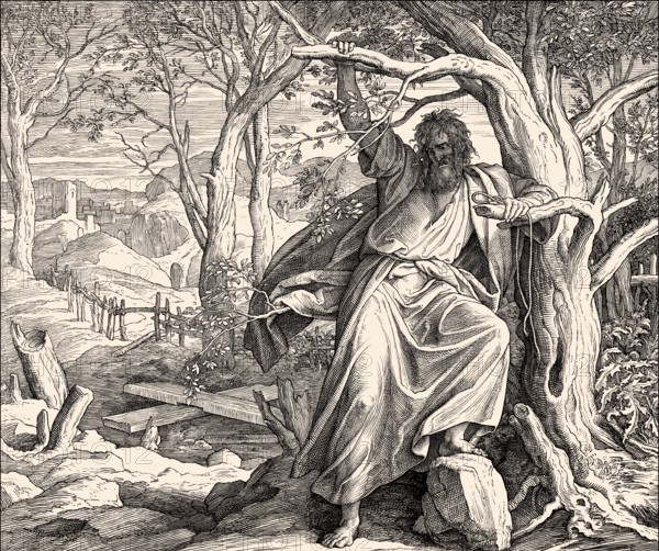 Death of Judas Iscariot, New Testament, by Julius Schnorr von Carolsfeld, 1860
