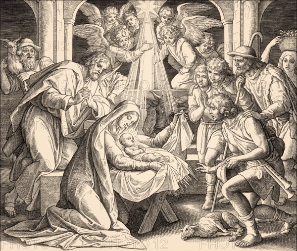 The birth of Jesus Christ, by Julius Schnorr von Carolsfeld