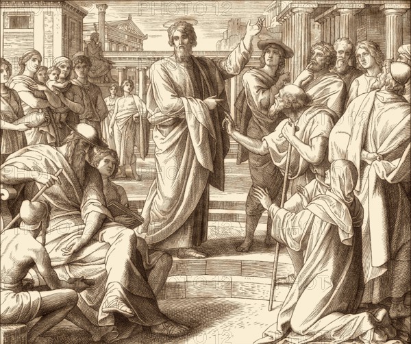 The Areopagus sermon, New Testament, by Julius Schnorr von Carolsfeld, 1860
