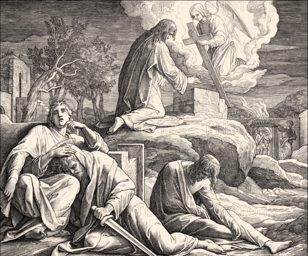 The Agony in the Garden of Gethsemane, New Testament, by Julius Schnorr von Carolsfeld, 1860