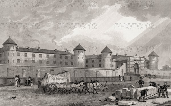 Millbank Prison, Millbank, Westminster, London, illustration by Th. H. Shepherd, 1828