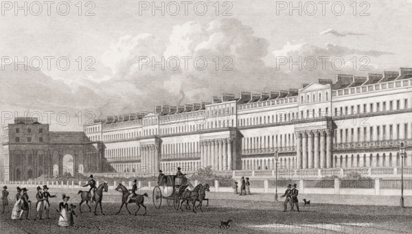 Chester Terrace, Regent's Park, London, UK, illustration by Th. H. Shepherd, 1826