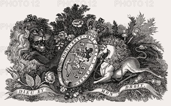 Royal symbol, England, illustration by Th. H. Shepherd, 1826