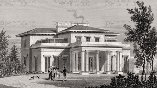 Villa in the Regent's Park, London, UK, illustration by Th. H. Shepherd, 1826