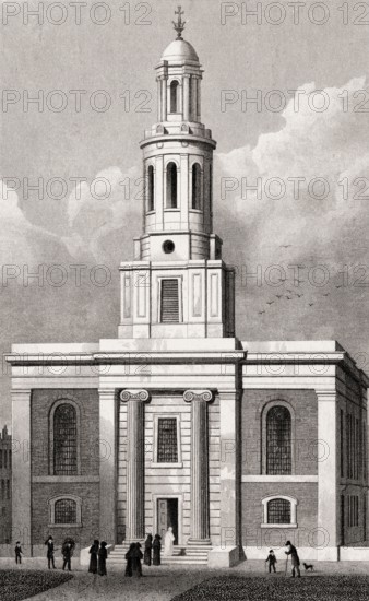 The Church of St. John the Baptist, Hoxton, illustration by Th. H. Shepherd, 1828