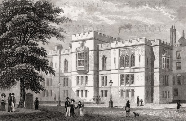 The New Library and Parliament Chambers, London, illustration by Th. H. Shepherd, 1828