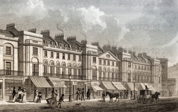 Part of the east side, Regent Street, London, UK, illustration by Th. H. Shepherd, 1826