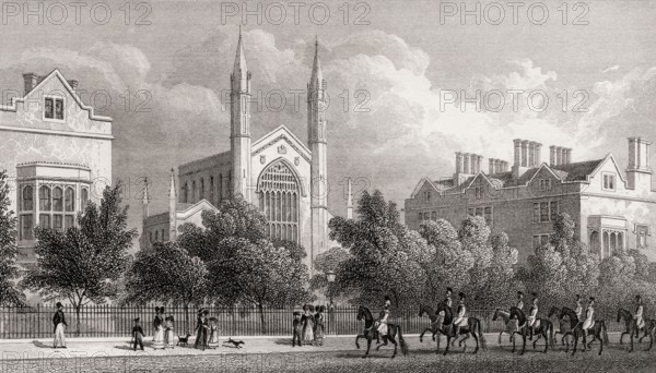 Royal Hospital Of St Katherine, Regent's Park, London, UK, illustration by Th. H. Shepherd, 1826
