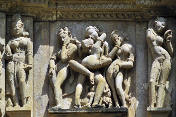 Mithuna couples on wall of vishvanath temple Khajuraho madhya pradesh india