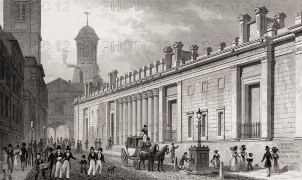 The Bank of England, London, UK, illustration by Th. H. Shepherd, 1826