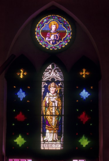 Stained Glass in Basilica of the Sacred Heart of Jesus at Puducherry Pondicherry, South India,