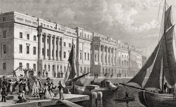 The Custom House, London, UK, illustration by Th. H. Shepherd, 1826