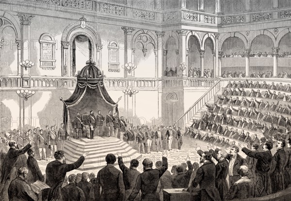 Victor Emmanuel II, 1820 –1878, King of Italy, proclaiming united Kingdom of Italy, Turin, 1861