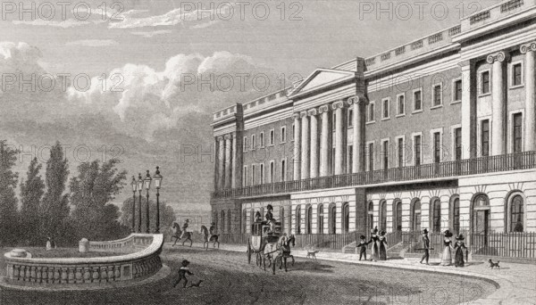 Richmond Terrace, London, UK, illustration by Th. H. Shepherd, 1826