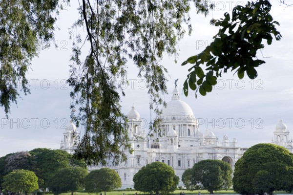 Heritage building Victoria Memorial built in 1921 at Dusk, Kolkata Calcutta, West Bengal, India,
