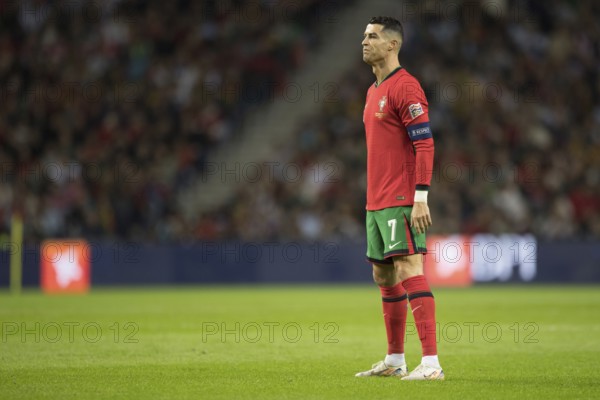 Football match, captain Cristiano RONALDO CR7 Portugal in front of the free kick with view to the