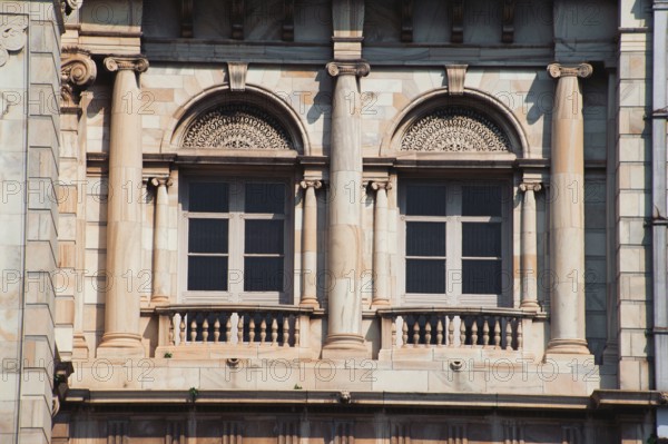 Balconies of Victoria Memorial built in 1921, Calcutta Kolkata, West Bengal, India, Asia