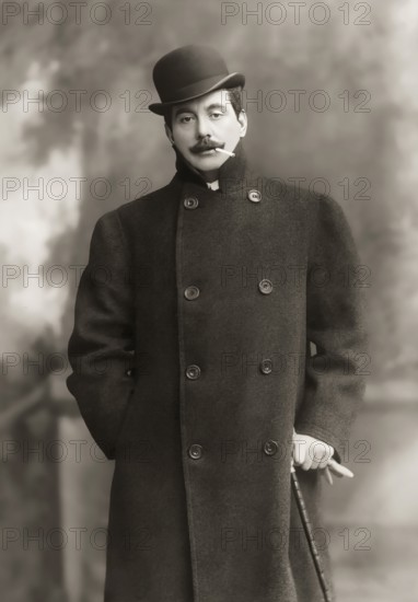 Giacomo Puccini, 1858 –1924, Italian composer, digitally edited according to a photograph by A.