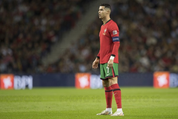 Football match, captain Cristiano RONALDO CR7 Portugal in front of the free kick with view to the