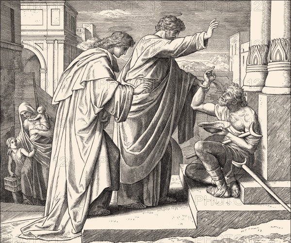 St. Peter Healing the Crippled Beggar, New Testament, by Julius Schnorr von Carolsfeld, 1860