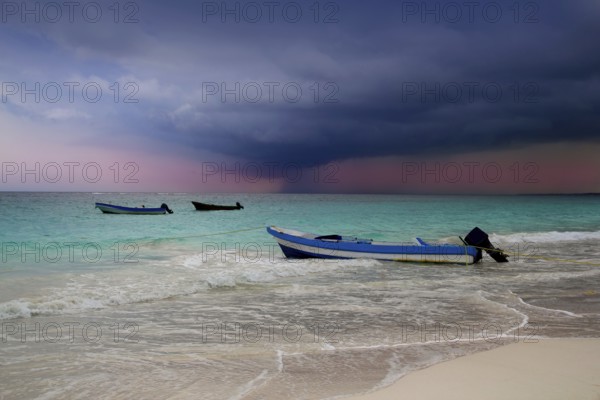 Caribbean before tropical storm hurricane beach boat dramatic scenics