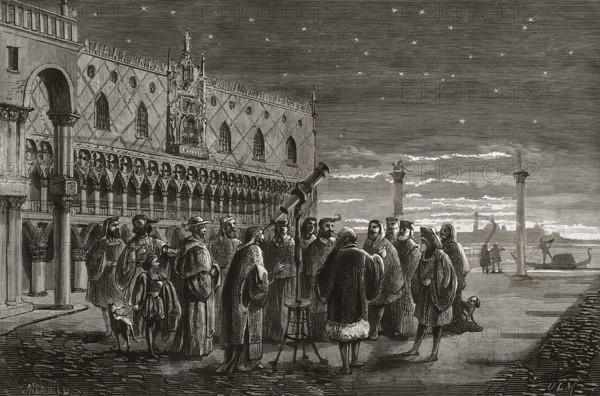 Galileo Galilei, 1564, 1642, Italian astronomer, at the Piazza San Marco, Venice, Italy, Europe