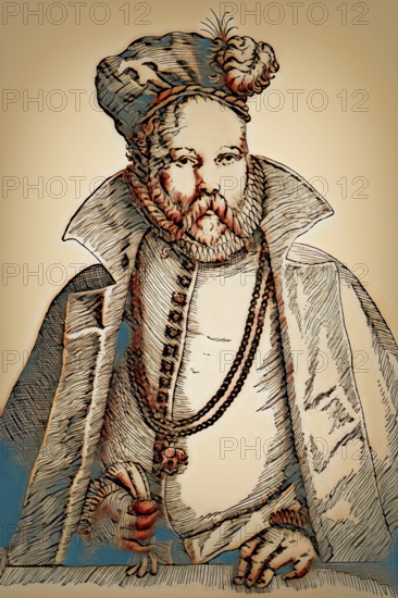 Tycho Brahe, 1546 – 1601, Danish astronomer and writer, digitally altered