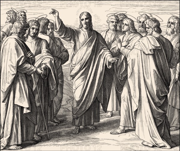 Jesus Sends out the Twelve Disciples, New Testament, by Julius Schnorr von Carolsfeld, 1860