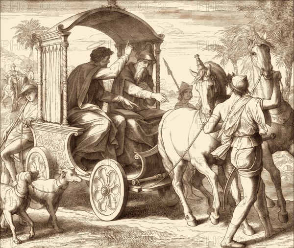 Philip the Evangelist and the Ethiopian Eunuch, New Testament, by Julius Schnorr von Carolsfeld,