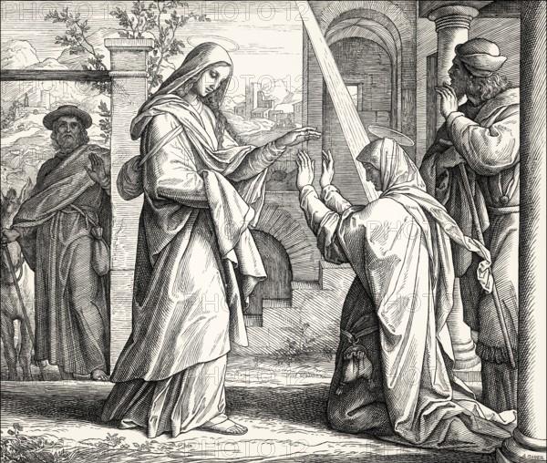 The Visitation, the visit of Blessed Virgin Mary to St. Elizabeth, by Julius Schnorr von Carolsfeld