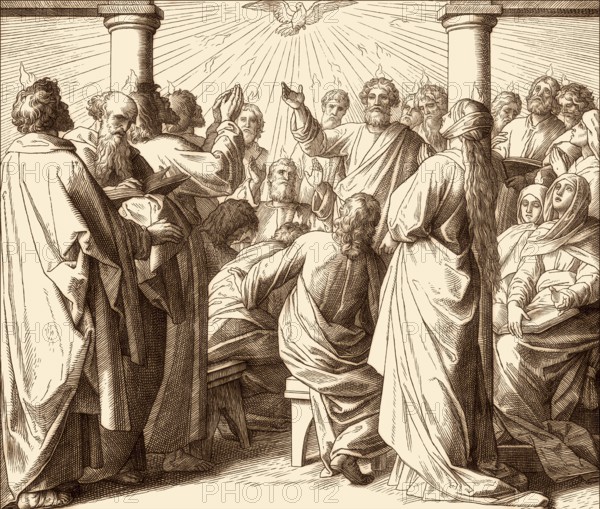 Pentecost, the descent of the Holy Spirit upon the Apostles, by Julius Schnorr von Carolsfeld, 1860