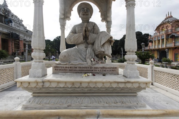 Erected 1910 by founder of temple garden Rai Budree Das Bahadoormookim, Calcutta, West Bengal,